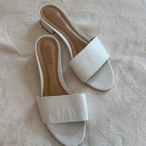 SCHUTZ White Leather Slide Mules - NEW size 8.5